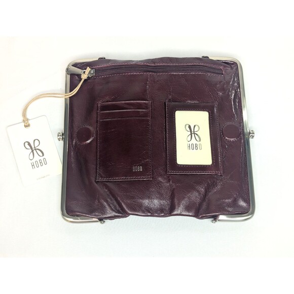 Hobo Lauren Genuine Polished Leather Clutch Wallet in Merlot,  Silver Hardware - Picture 5 of 14